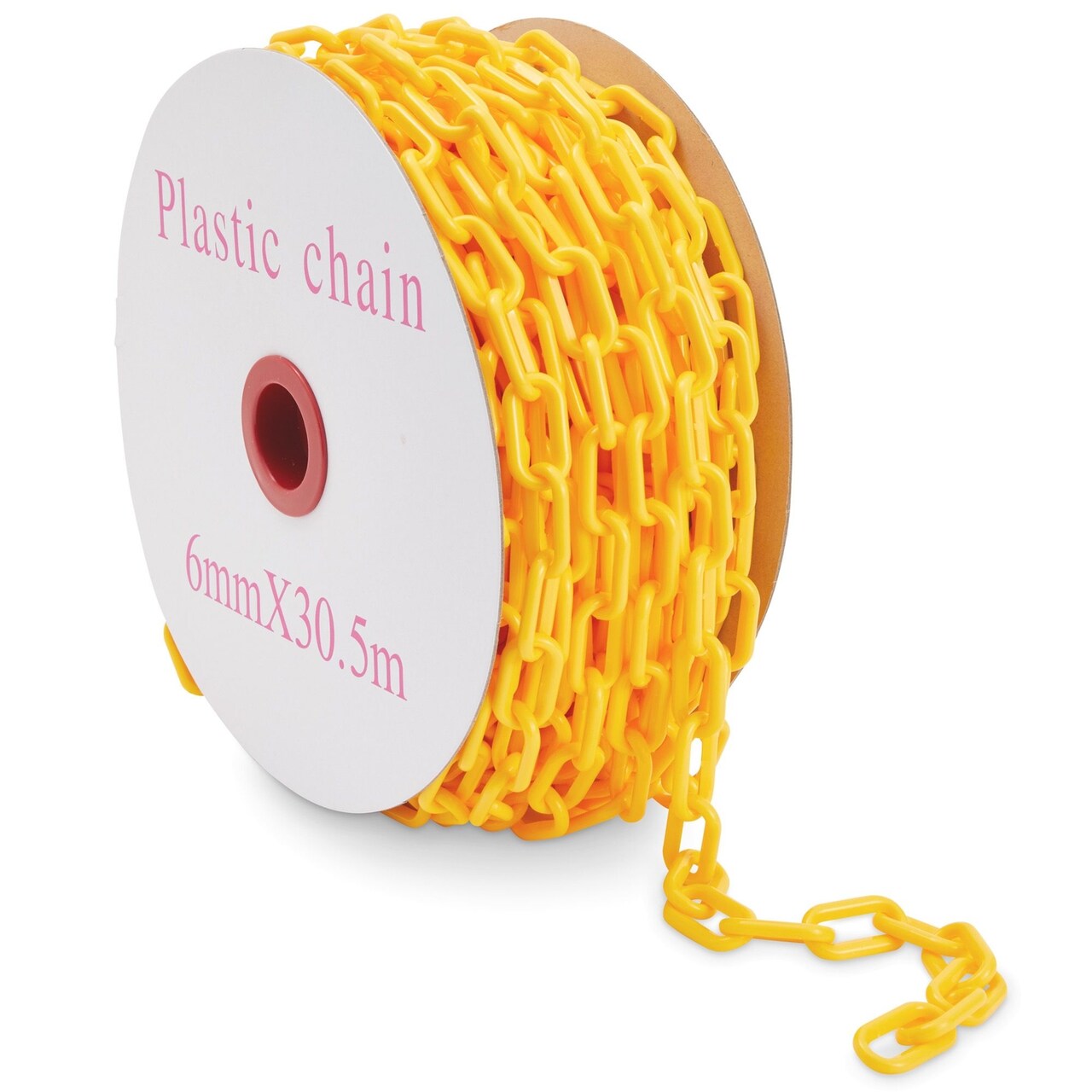 1.5-Inch 100-Feet Plastic Chain Links - Weatherproof Privacy Safety Barrier for Fence and Gate (Yellow)